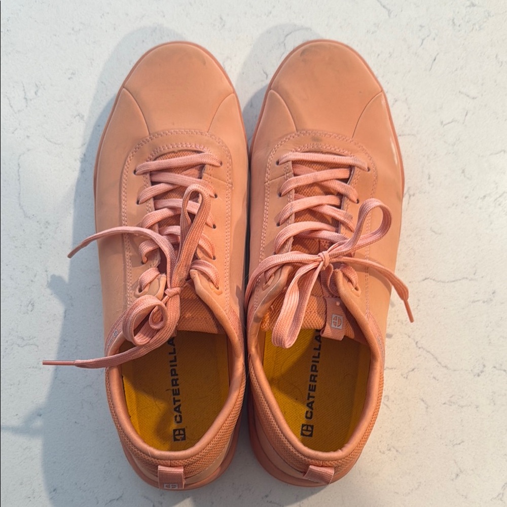 Caterpillar Pink Sneakers with Suede Finish and Lace-Up Design
